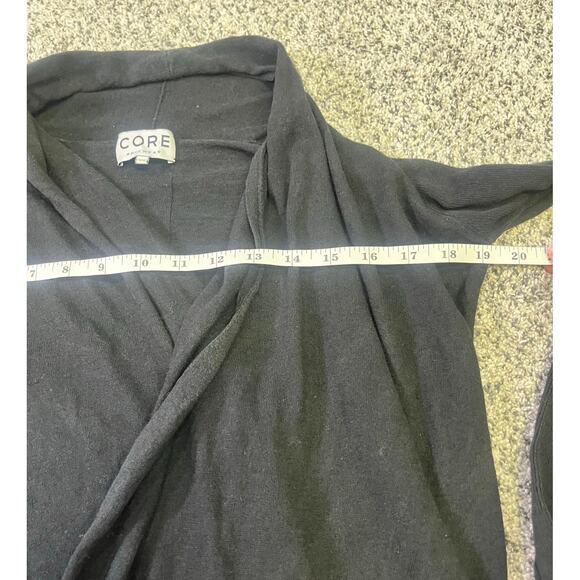 Core Knit Silk/Wool Cardigan Open Drapey Hem Duster Size XS, Quiet Luxury Black - Picture 4 of 11